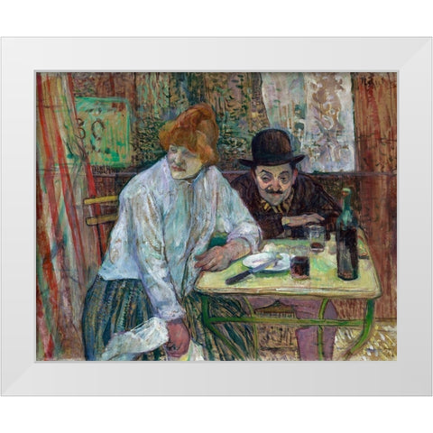 At the Cafe La Mie White Modern Wood Framed Art Print by Toulouse-Lautrec, Henri de