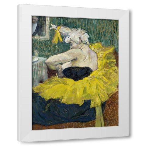 The Clown Cha-U-Kao White Modern Wood Framed Art Print by Toulouse-Lautrec, Henri de