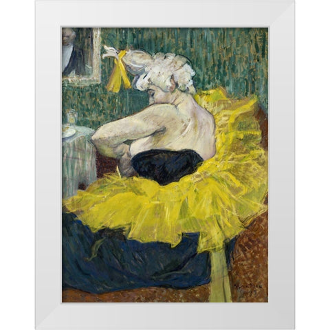 The Clown Cha-U-Kao White Modern Wood Framed Art Print by Toulouse-Lautrec, Henri de