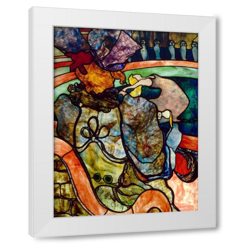 At the New Circus, Papa Chrysanthemum White Modern Wood Framed Art Print by Toulouse-Lautrec, Henri de