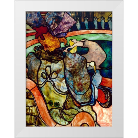 At the New Circus, Papa Chrysanthemum White Modern Wood Framed Art Print by Toulouse-Lautrec, Henri de