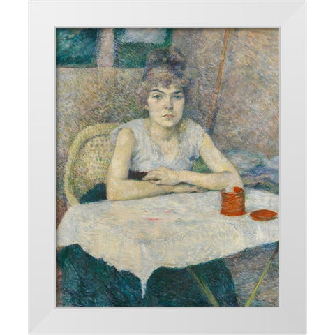 Young woman at a table, Poudre de riz White Modern Wood Framed Art Print by Toulouse-Lautrec, Henri de