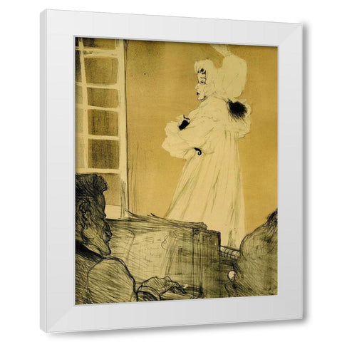 Miss May Belfort White Modern Wood Framed Art Print by Toulouse-Lautrec, Henri de