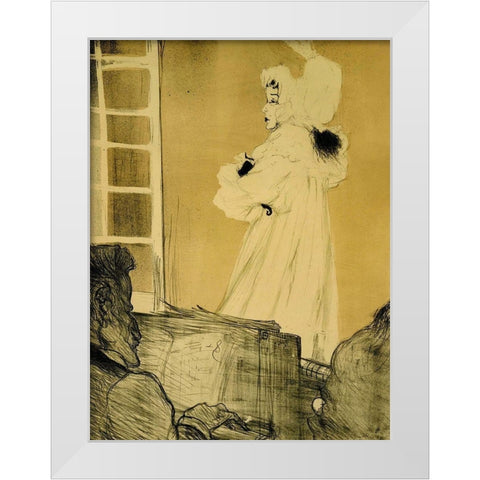 Miss May Belfort White Modern Wood Framed Art Print by Toulouse-Lautrec, Henri de