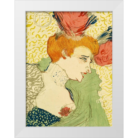 Bust of Mlle. Marcelle Lender White Modern Wood Framed Art Print by Toulouse-Lautrec, Henri de