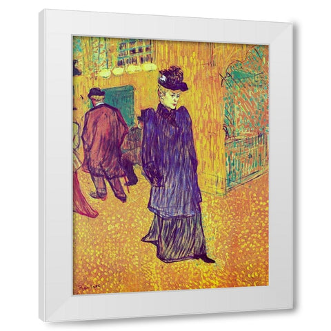 Jane Avril Leaving the Moulin Rouge White Modern Wood Framed Art Print by Toulouse-Lautrec, Henri de