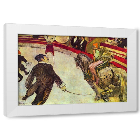 At the circus Fernando White Modern Wood Framed Art Print by Toulouse-Lautrec, Henri de
