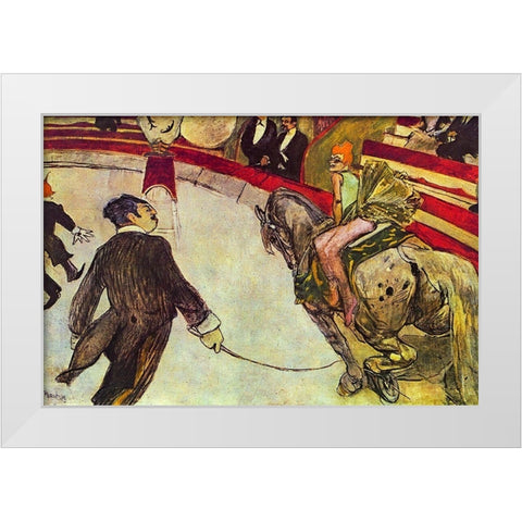 At the circus Fernando White Modern Wood Framed Art Print by Toulouse-Lautrec, Henri de