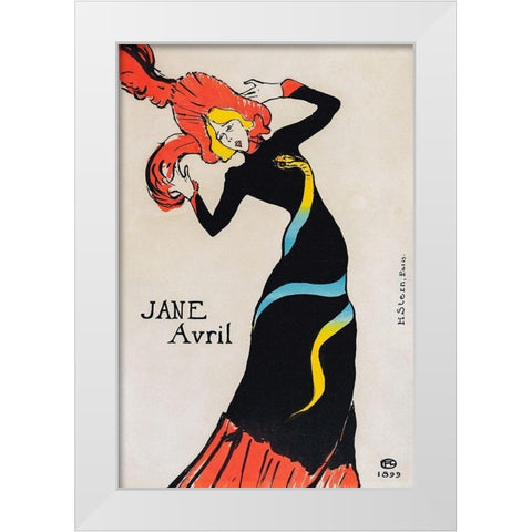 Jane Avril White Modern Wood Framed Art Print by Toulouse-Lautrec, Henri de