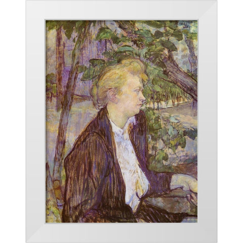 Woman in the Garden White Modern Wood Framed Art Print by Toulouse-Lautrec, Henri de