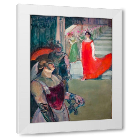 The Opera Messelina at Bordeaux White Modern Wood Framed Art Print by Toulouse-Lautrec, Henri de