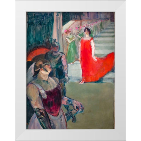 The Opera Messelina at Bordeaux White Modern Wood Framed Art Print by Toulouse-Lautrec, Henri de