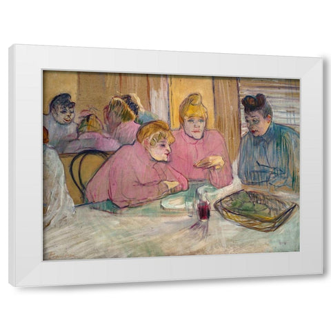 The Ladies in the Dining Room White Modern Wood Framed Art Print by Toulouse-Lautrec, Henri de