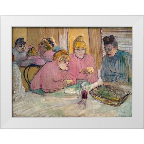 The Ladies in the Dining Room White Modern Wood Framed Art Print by Toulouse-Lautrec, Henri de