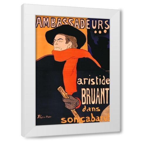 Ambassadeurs Aristide Bruant White Modern Wood Framed Art Print by Toulouse-Lautrec, Henri de