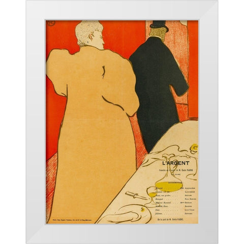 LArgent White Modern Wood Framed Art Print by Toulouse-Lautrec, Henri de