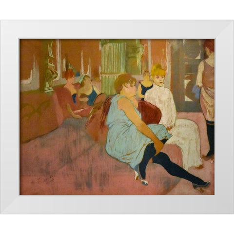 Au salon de la rue des Moulins White Modern Wood Framed Art Print by Toulouse-Lautrec, Henri de