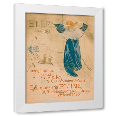 Elles, Frontispiece White Modern Wood Framed Art Print by Toulouse-Lautrec, Henri de