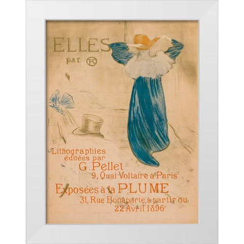 Elles, Frontispiece White Modern Wood Framed Art Print by Toulouse-Lautrec, Henri de