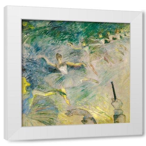 Ballet Dancers White Modern Wood Framed Art Print by Toulouse-Lautrec, Henri de