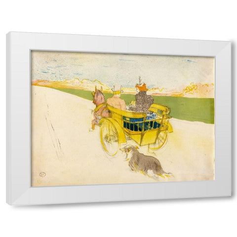 Country Outing White Modern Wood Framed Art Print by Toulouse-Lautrec, Henri de