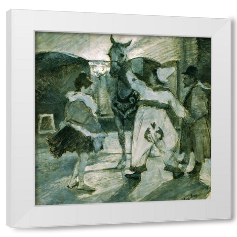 In the Wings at the Circus White Modern Wood Framed Art Print by Toulouse-Lautrec, Henri de