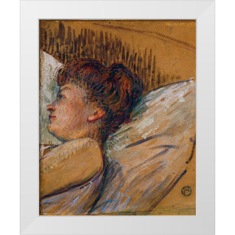 Woman in Bed White Modern Wood Framed Art Print by Toulouse-Lautrec, Henri de