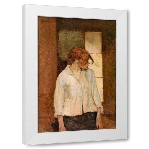A Montrouge Rosa La Rouge White Modern Wood Framed Art Print by Toulouse-Lautrec, Henri de