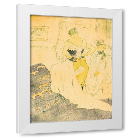 Woman in Corset White Modern Wood Framed Art Print by Toulouse-Lautrec, Henri de