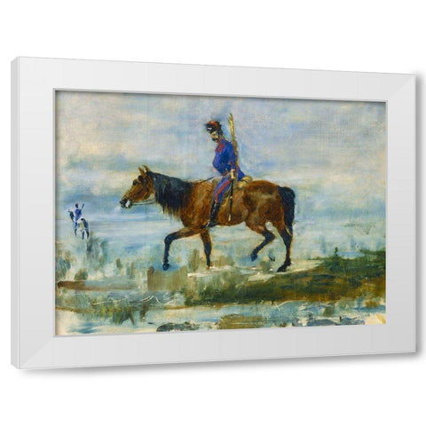 Hussars White Modern Wood Framed Art Print by Toulouse-Lautrec, Henri de