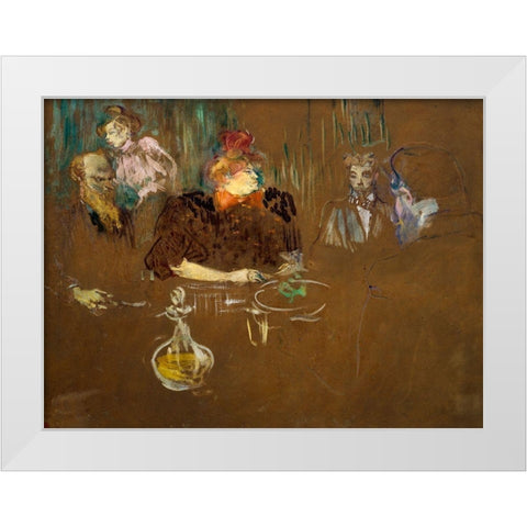 At the Table of Monsieur and Madame Natanson White Modern Wood Framed Art Print by Toulouse-Lautrec, Henri de