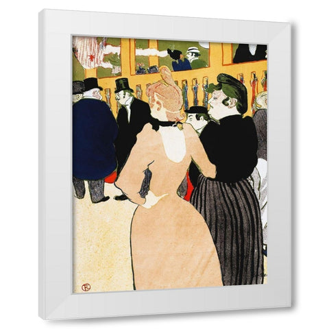 Au Moulin Rouge, la Goulue et sa soeur White Modern Wood Framed Art Print by Toulouse-Lautrec, Henri de