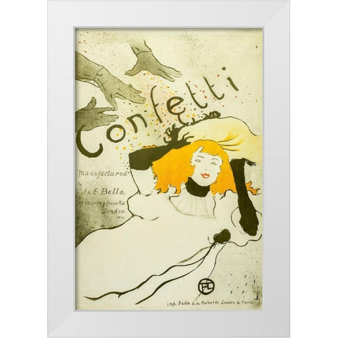 Confetti, 1927 White Modern Wood Framed Art Print by Toulouse-Lautrec, Henri de