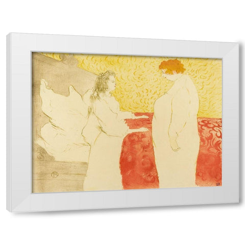 Woman in Bed, ProfileÂ  White Modern Wood Framed Art Print by Toulouse-Lautrec, Henri de