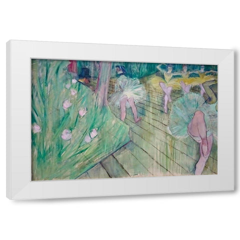 Ballet Scene White Modern Wood Framed Art Print by Toulouse-Lautrec, Henri de
