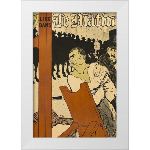 At the Foot of the Scaffold White Modern Wood Framed Art Print by Toulouse-Lautrec, Henri de