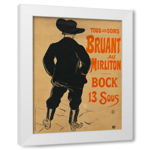 Aristide Bruant White Modern Wood Framed Art Print by Toulouse-Lautrec, Henri de