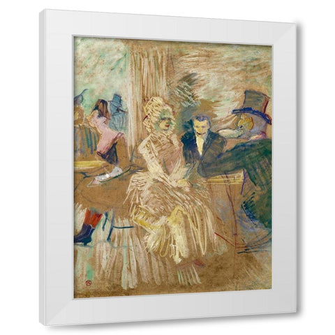 The Masked Ball at Elysee Montmartre White Modern Wood Framed Art Print by Toulouse-Lautrec, Henri de