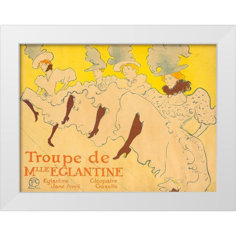 Mademoiselle Eglantineâ€™s Troupe White Modern Wood Framed Art Print by Toulouse-Lautrec, Henri de