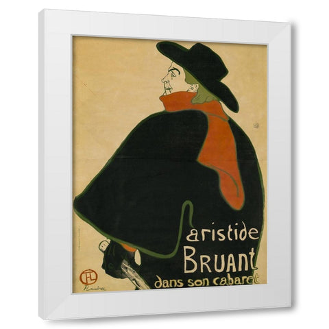 Aristide Bruant, in His Cabaret White Modern Wood Framed Art Print by Toulouse-Lautrec, Henri de