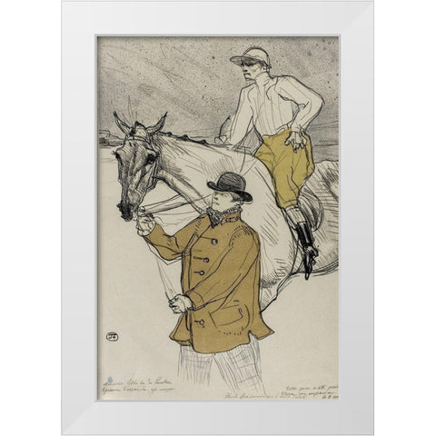 The Jockey Going to the Post White Modern Wood Framed Art Print by Toulouse-Lautrec, Henri de