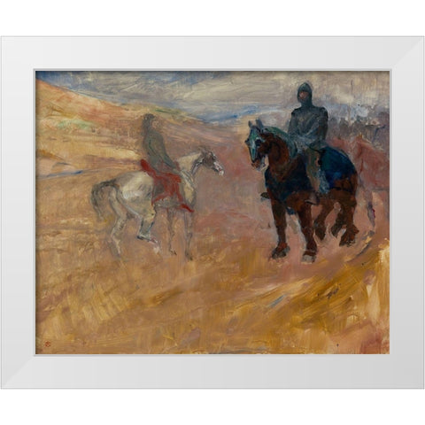 Two Knights in Armor White Modern Wood Framed Art Print by Toulouse-Lautrec, Henri de