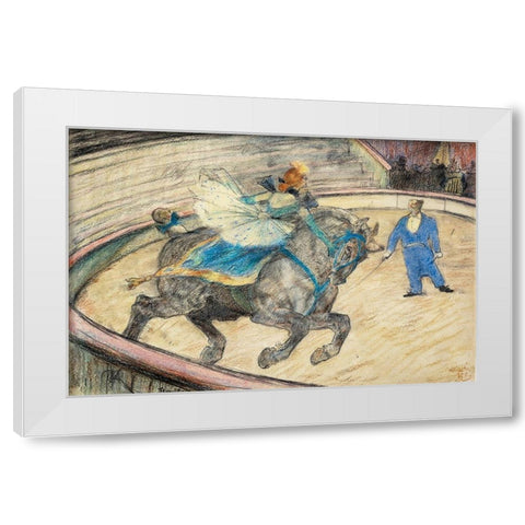 At the Circus Work in the Ring White Modern Wood Framed Art Print by Toulouse-Lautrec, Henri de