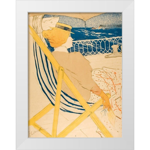 The Passenger in Cabin 54 White Modern Wood Framed Art Print by Toulouse-Lautrec, Henri de