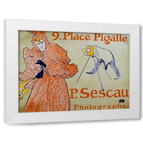 The Photographer Sescau White Modern Wood Framed Art Print by Toulouse-Lautrec, Henri de