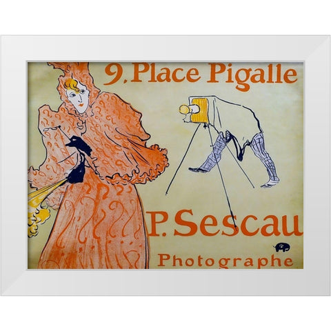 The Photographer Sescau White Modern Wood Framed Art Print by Toulouse-Lautrec, Henri de