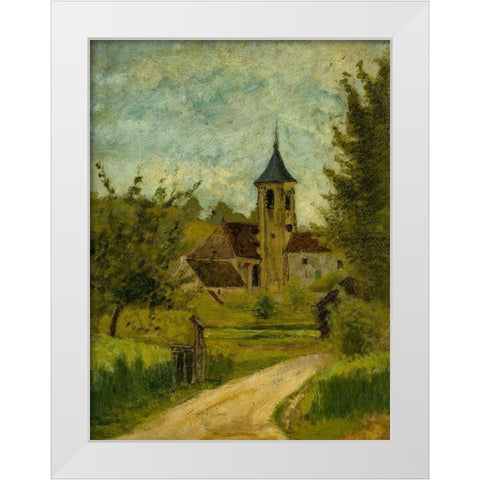 Landscape with Church White Modern Wood Framed Art Print by Toulouse-Lautrec, Henri de