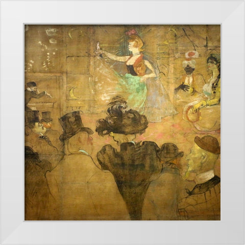 La Danza Moresca White Modern Wood Framed Art Print by Toulouse-Lautrec, Henri de