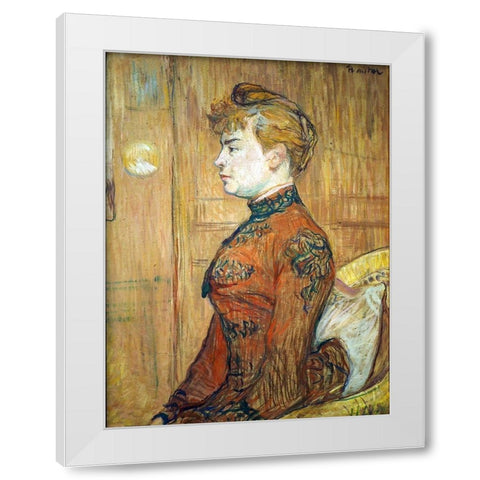 Portrait Study of a Woman White Modern Wood Framed Art Print by Toulouse-Lautrec, Henri de