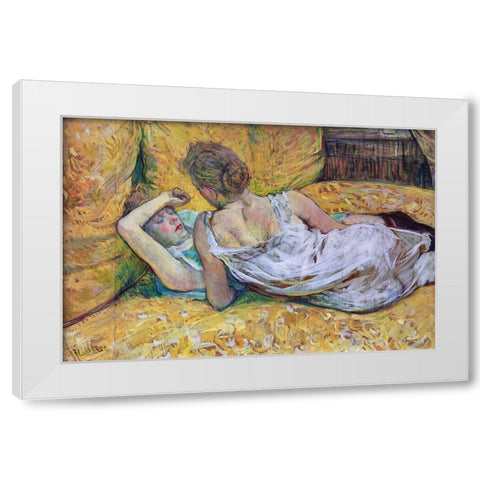 Les Deux Amies White Modern Wood Framed Art Print by Toulouse-Lautrec, Henri de
